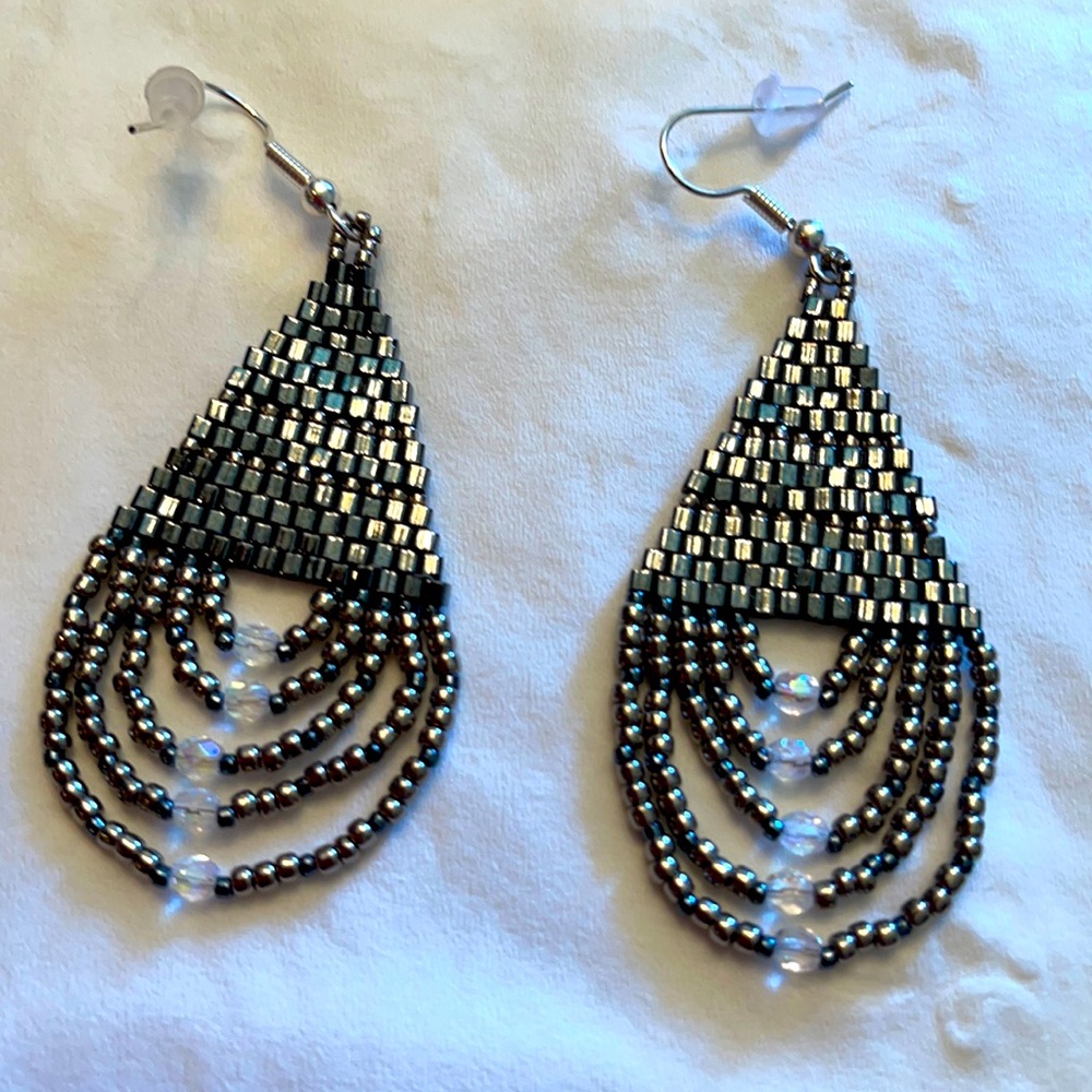 Hand beaded earrings.